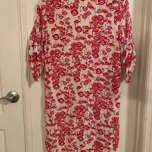 Josie Natori Womens Rayon Flamingo Print Dress - Picture 6 of 7